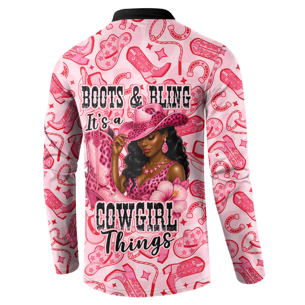 Black Cowgirl Button Sweatshirt Boots And Bling - Pink Leopard Western Diva Melanin