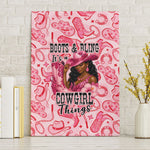 Black Cowgirl Canvas Wall Art Boots And Bling - Pink Leopard Western Diva Melanin