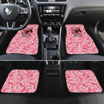 Black Cowgirl Car Mats Boots And Bling - Pink Leopard Western Diva Melanin
