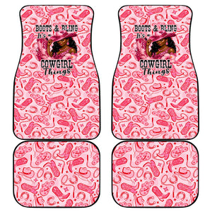 Black Cowgirl Car Mats Boots And Bling - Pink Leopard Western Diva Melanin