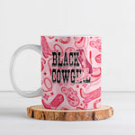 Black Cowgirl Ceramic Mug Boots And Bling - Pink Leopard Western Diva Melanin