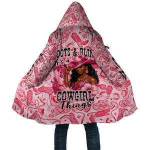 Black Cowgirl Cloak Boots And Bling - Pink Leopard Western Diva Melanin