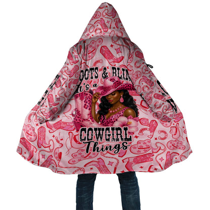Black Cowgirl Cloak Boots And Bling - Pink Leopard Western Diva Melanin