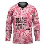 Black Cowgirl Hockey Jersey Boots And Bling - Pink Leopard Western Diva Melanin