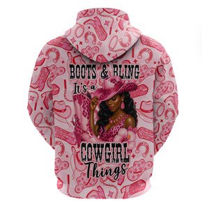Black Cowgirl Hoodie Boots And Bling - Pink Leopard Western Diva Melanin
