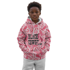 Black Cowgirl Kid Hoodie Boots And Bling - Pink Leopard Western Diva Melanin