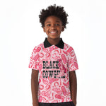 Black Cowgirl Kid Polo Shirt Boots And Bling - Pink Leopard Western Diva Melanin