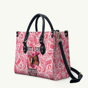 Black Cowgirl Leather Bag Boots And Bling - Pink Leopard Western Diva Melanin