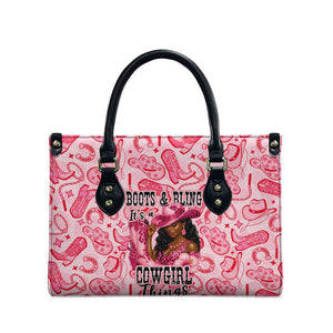 Black Cowgirl Leather Bag Boots And Bling - Pink Leopard Western Diva Melanin