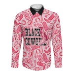 Black Cowgirl Long Sleeve Button Shirt Boots And Bling - Pink Leopard Western Diva Melanin
