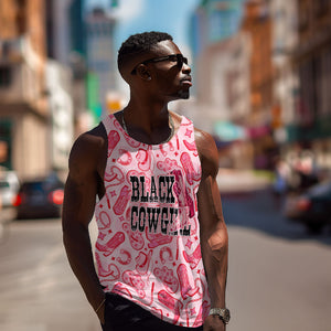 Black Cowgirl Men Tank Top Boots And Bling - Pink Leopard Western Diva Melanin