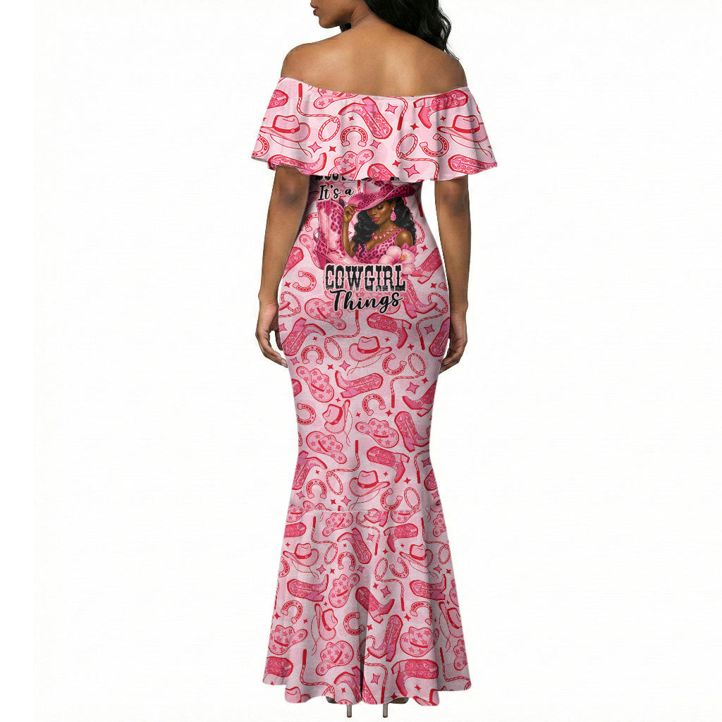 Black Cowgirl Mermaid Dress Boots And Bling - Pink Leopard Western Diva Melanin