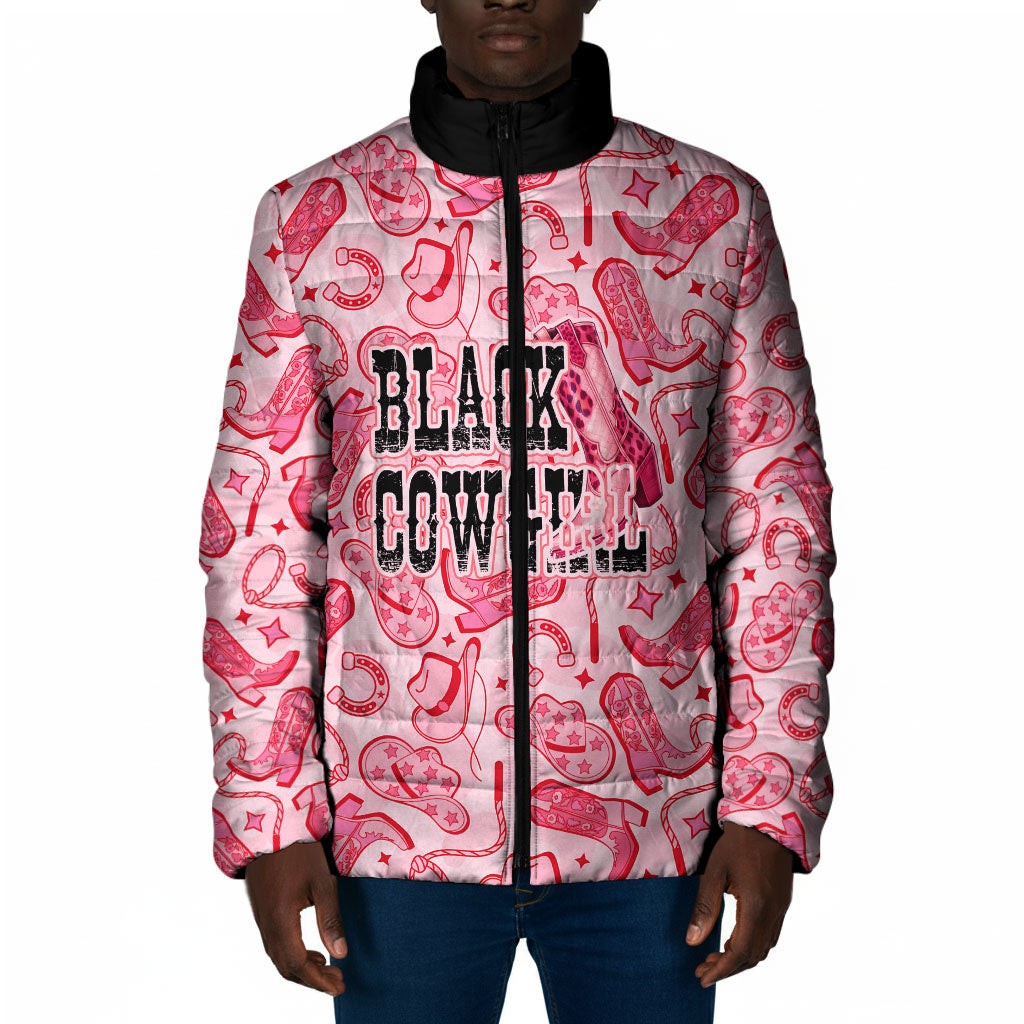 Black Cowgirl Padded Jacket Boots And Bling - Pink Leopard Western Diva Melanin