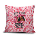 Black Cowgirl Pillow Cover Boots And Bling - Pink Leopard Western Diva Melanin