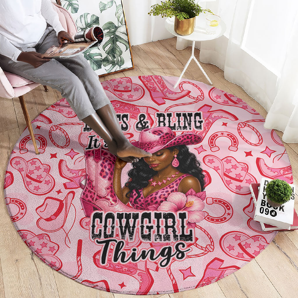 Black Cowgirl Round Carpet Boots And Bling - Pink Leopard Western Diva Melanin