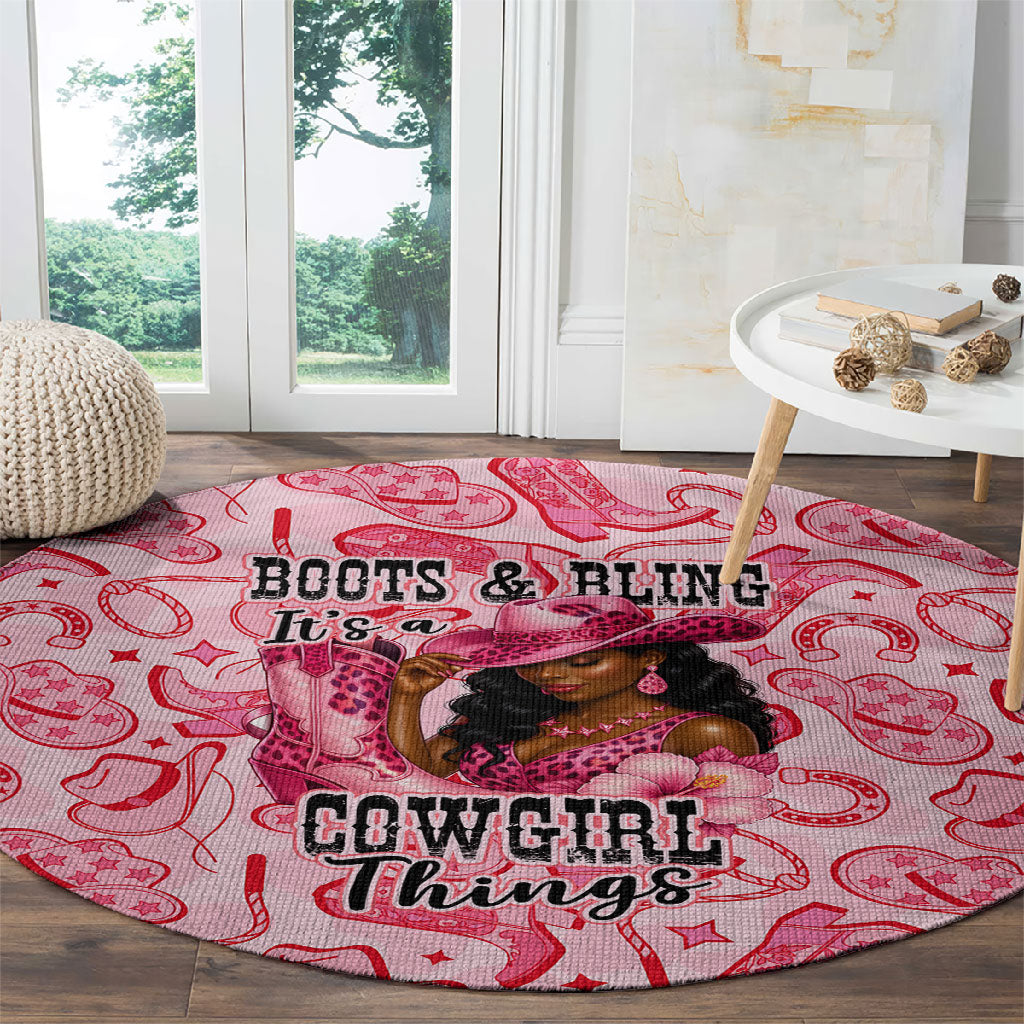 Black Cowgirl Round Carpet Boots And Bling - Pink Leopard Western Diva Melanin