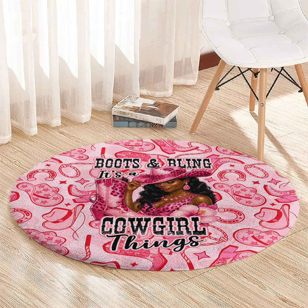 Black Cowgirl Round Carpet Boots And Bling - Pink Leopard Western Diva Melanin