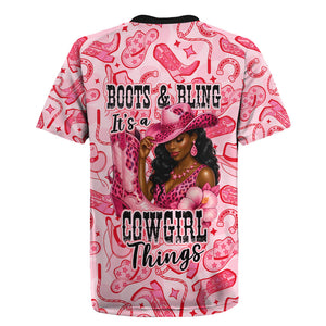 Black Cowgirl Rugby Jersey Boots And Bling - Pink Leopard Western Diva Melanin