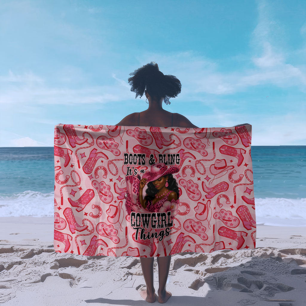 Black Cowgirl Sarong Boots And Bling - Pink Leopard Western Diva Melanin