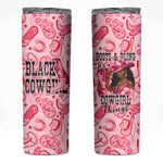 Black Cowgirl Skinny Tumbler Boots And Bling - Pink Leopard Western Diva Melanin