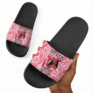 Black Cowgirl Slide Sandals Boots And Bling - Pink Leopard Western Diva Melanin