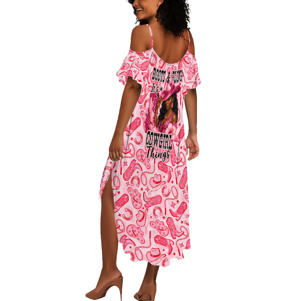 Black Cowgirl Summer Maxi Dress Boots And Bling - Pink Leopard Western Diva Melanin