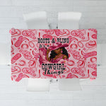 Black Cowgirl Tablecloth Boots And Bling - Pink Leopard Western Diva Melanin