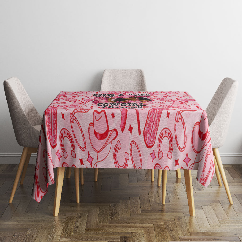 Black Cowgirl Tablecloth Boots And Bling - Pink Leopard Western Diva Melanin