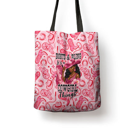 Black Cowgirl Tote Bag Boots And Bling - Pink Leopard Western Diva Melanin