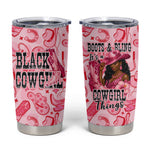Black Cowgirl Tumbler Cup Boots And Bling - Pink Leopard Western Diva Melanin