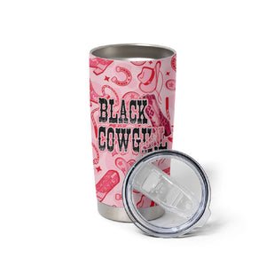 Black Cowgirl Tumbler Cup Boots And Bling - Pink Leopard Western Diva Melanin