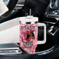 Black Cowgirl Tumbler With Handle Boots And Bling - Pink Leopard Western Diva Melanin