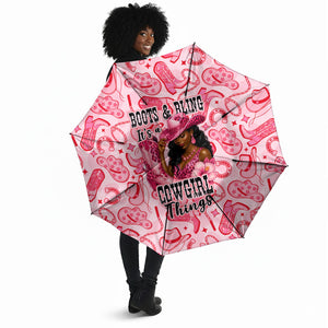 Black Cowgirl Umbrella Boots And Bling - Pink Leopard Western Diva Melanin