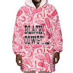 Black Cowgirl Wearable Blanket Hoodie Boots And Bling - Pink Leopard Western Diva Melanin