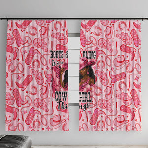 Black Cowgirl Window Curtain Boots And Bling - Pink Leopard Western Diva Melanin