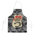 Black Cowgirl Lasso Horseshoe Apron Vintage Retro Leopard Animal