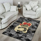 Black Cowgirl Lasso Horseshoe Area Rug Vintage Retro Leopard Animal