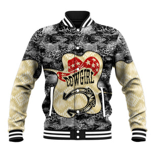 Black Cowgirl Lasso Horseshoe Baseball Jacket Vintage Retro Leopard Animal
