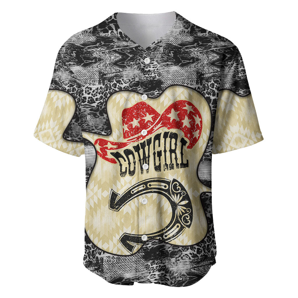 Black Cowgirl Lasso Horseshoe Baseball Jersey Vintage Retro Leopard Animal