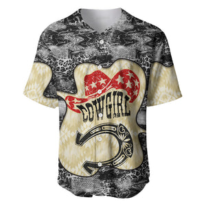Black Cowgirl Lasso Horseshoe Baseball Jersey Vintage Retro Leopard Animal