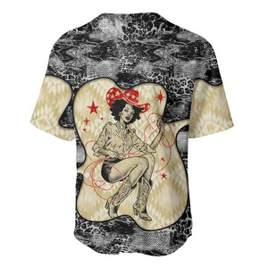 Black Cowgirl Lasso Horseshoe Baseball Jersey Vintage Retro Leopard Animal