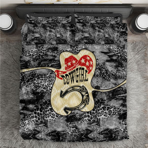 Black Cowgirl Lasso Horseshoe Bedding Set Vintage Retro Leopard Animal