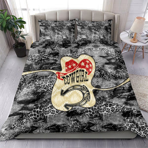 Black Cowgirl Lasso Horseshoe Bedding Set Vintage Retro Leopard Animal