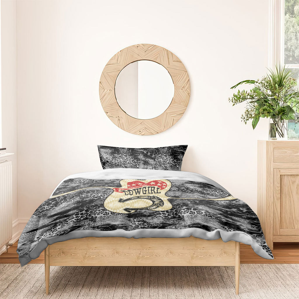Black Cowgirl Lasso Horseshoe Bedding Set Vintage Retro Leopard Animal