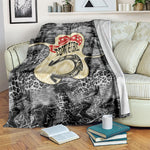 Black Cowgirl Lasso Horseshoe Blanket Vintage Retro Leopard Animal