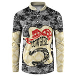 Black Cowgirl Lasso Horseshoe Button Sweatshirt Vintage Retro Leopard Animal