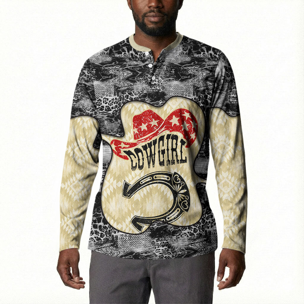 Black Cowgirl Lasso Horseshoe Button Sweatshirt Vintage Retro Leopard Animal