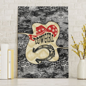 Black Cowgirl Lasso Horseshoe Canvas Wall Art Vintage Retro Leopard Animal