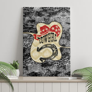 Black Cowgirl Lasso Horseshoe Canvas Wall Art Vintage Retro Leopard Animal