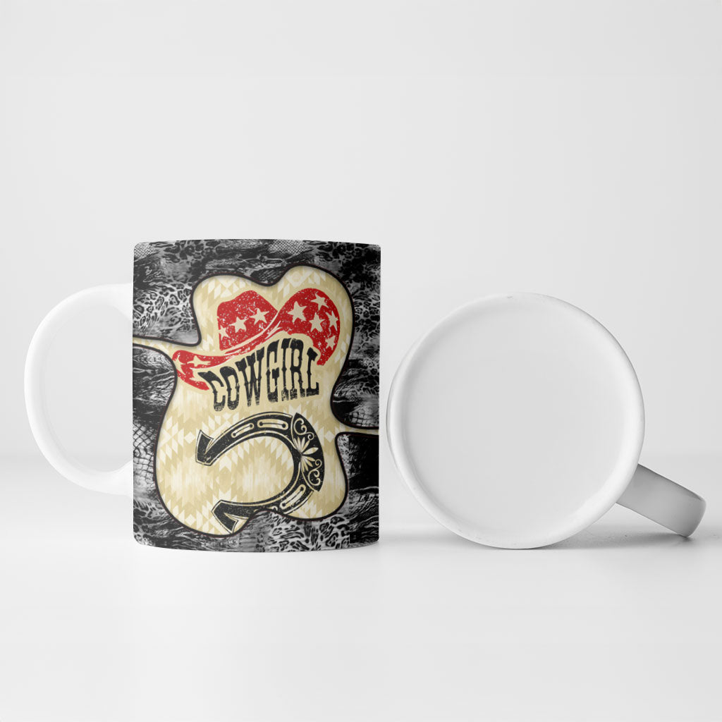 Black Cowgirl Lasso Horseshoe Ceramic Mug Vintage Retro Leopard Animal